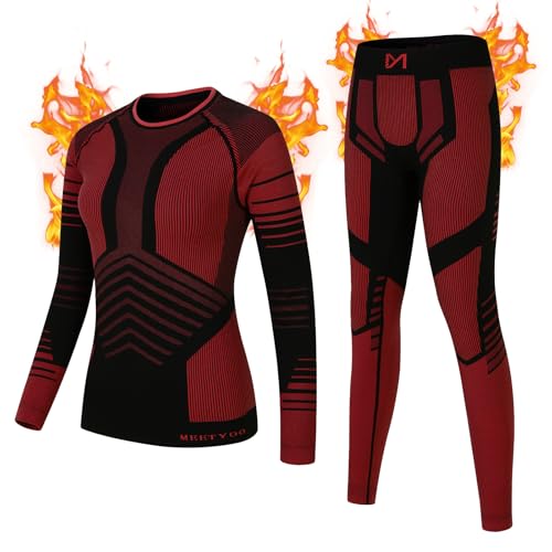 GarBull Thermounterwäsche Damen Skiunterwäsche Set, Thermo Unterwäsche Warme Atmungsaktiv Funktionsunterwäsche Frauen für Home Joggen Skifahren und Radfahren von GarBull