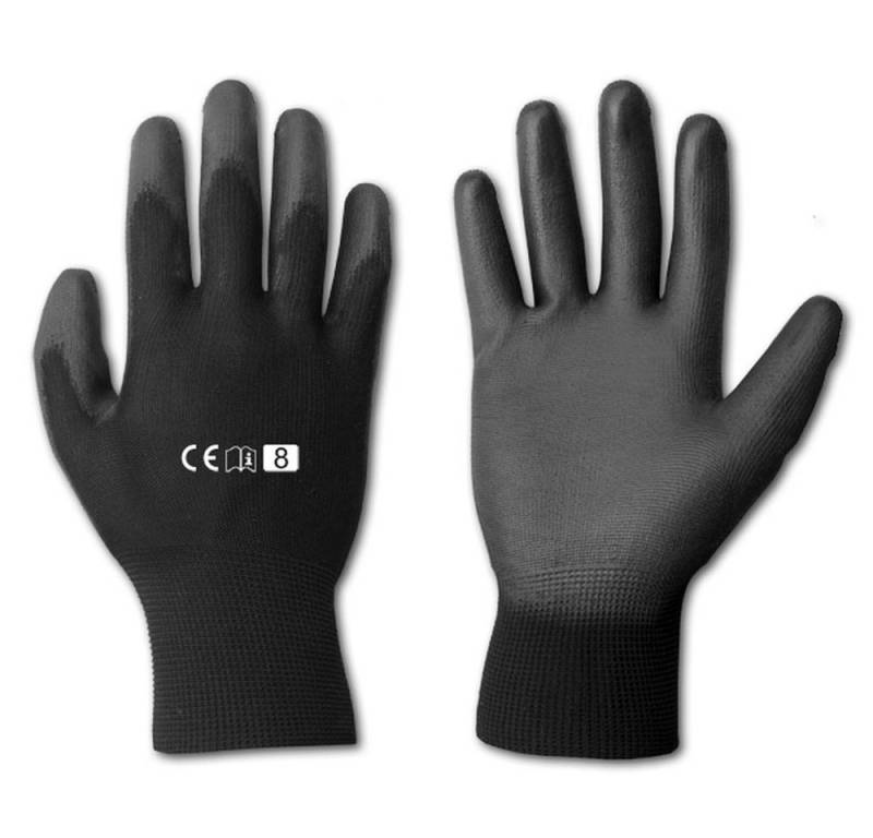 GarPet Mechaniker-Handschuhe PU Handschuhe schwarz Arbeits Montage Industrie Gr 8 9 10 Stärke 13 (1-St) von GarPet