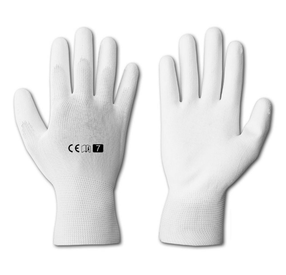 GarPet Mechaniker-Handschuhe PU Handschuhe weiß Arbeits Montage Industrie Feinmechanik Gr 8 9 10 (12-St) von GarPet