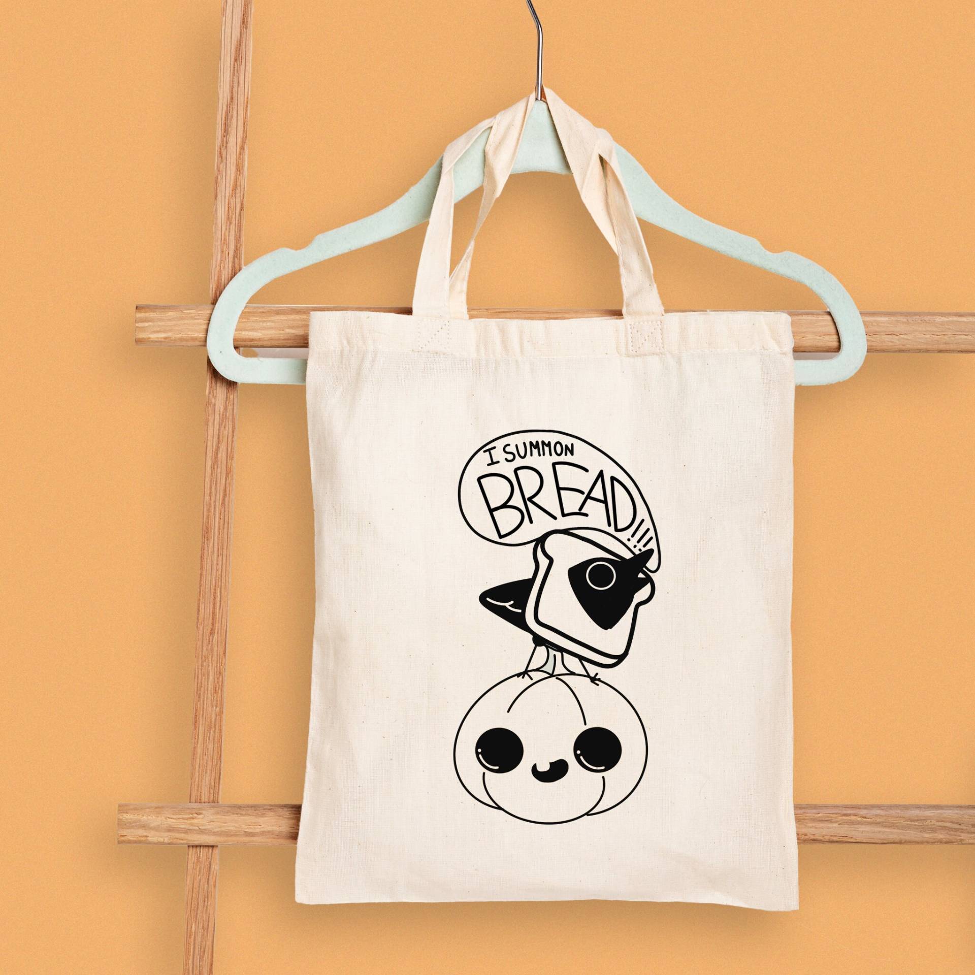 Hungry Raven Tote Bag | Krähe Halloween Druck Canvas Einkaufstasche Boo Korb Kunst Niedliches Gruseliges von GarabatoDesigns