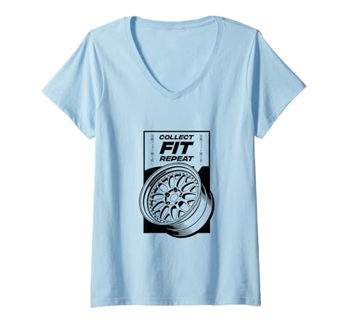 Damen Collect Fit Repeat Garage Stance Culture Autoszene T-Shirt mit V-Ausschnitt Damen Collect Fit Repeat Garage Stance Culture Autoszene T-Shirt mit V-Ausschnitt von Garage Life Tuning Fitment Obsessed Scene Apparel