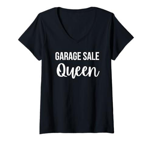 Damen Garage Sale Queen Lustiger Thrifting Yard Sale Wiederverkäuferspaß T-Shirt mit V-Ausschnitt von Garage Sale Apparel & Thrifting Co.