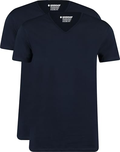 Garage 2-Pack Basic T-Shirt Bio V-Ausschnitt Dunkelblau - Grösse L - Herren - Bekleidung - von Garage