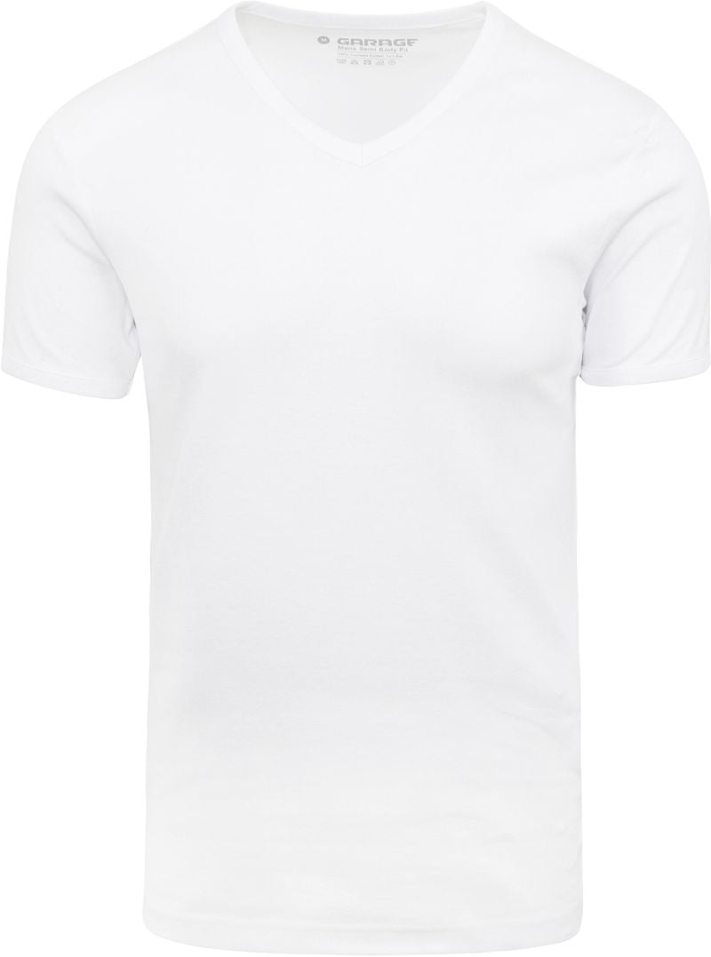 Garage Basic T-Shirt Weiss V-Hals - Größe L von Garage