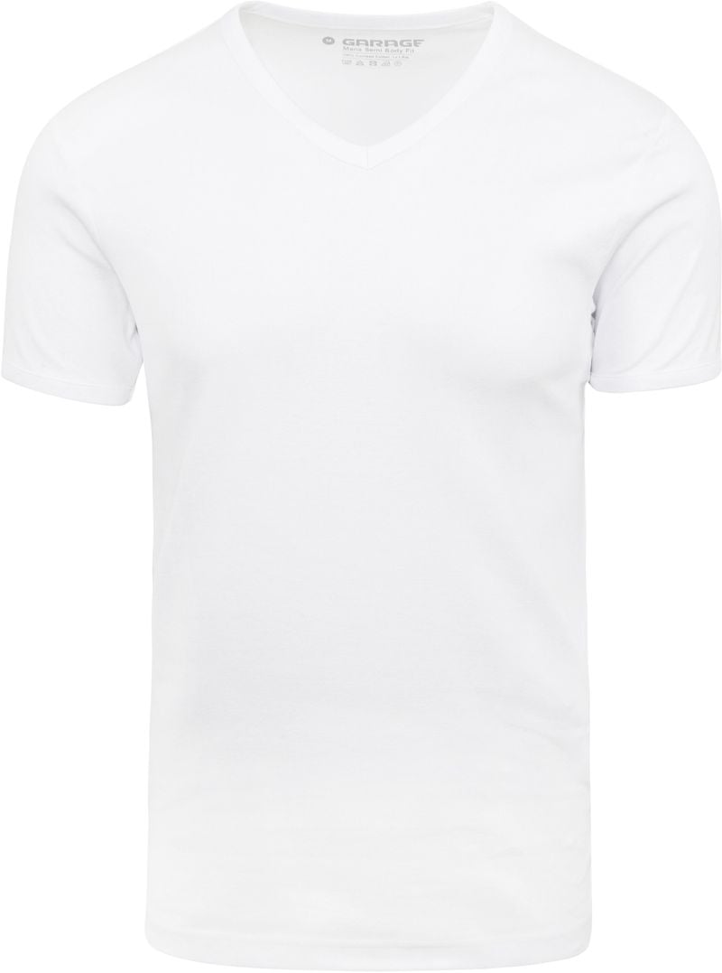 Garage Basic T-Shirt Weiss V-Hals - Größe S von Garage