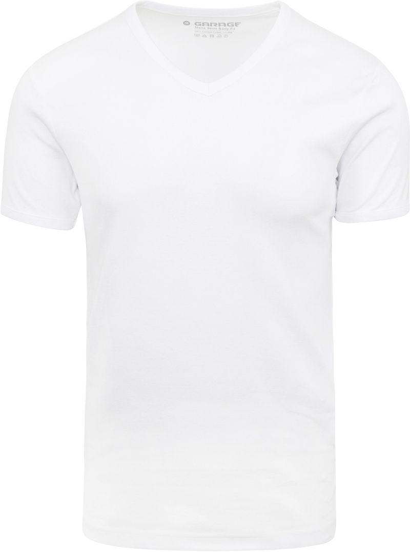 Garage Basic T-Shirt Weiss V-Hals - Größe XL von Garage