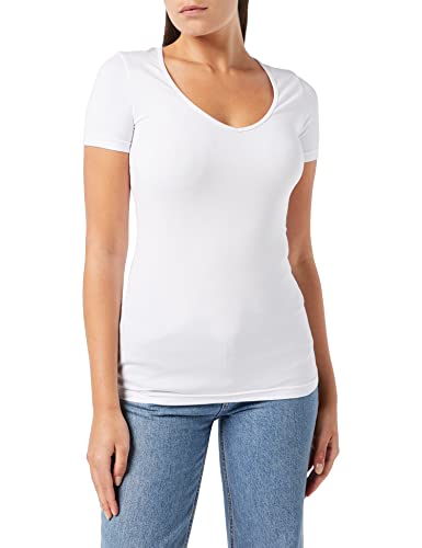 Garage Damen T-Shirt Slim Fit 702 - T-shirt V-neck bodyfit, Gr. 40 (L), Weiß (white 100) von Garage