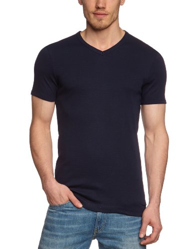 Garage Herren T-Shirt Comfort Fit 302 - T-Shirt V-Neck semi Bodyfit, Gr. 48/50 (M), Blau (Navy 400) von Garage
