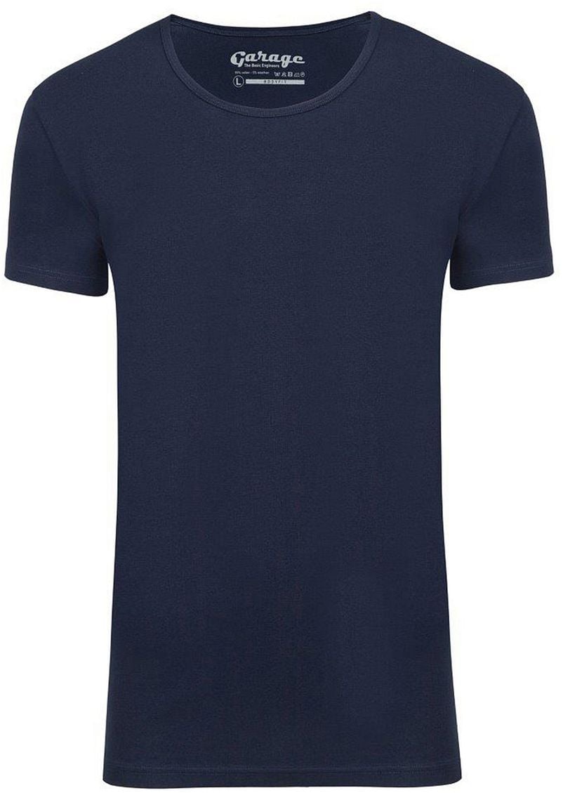 Garage Stretch Basic T-Shirt Dunkelblau Tiefer Rundhals - Größe M von Garage