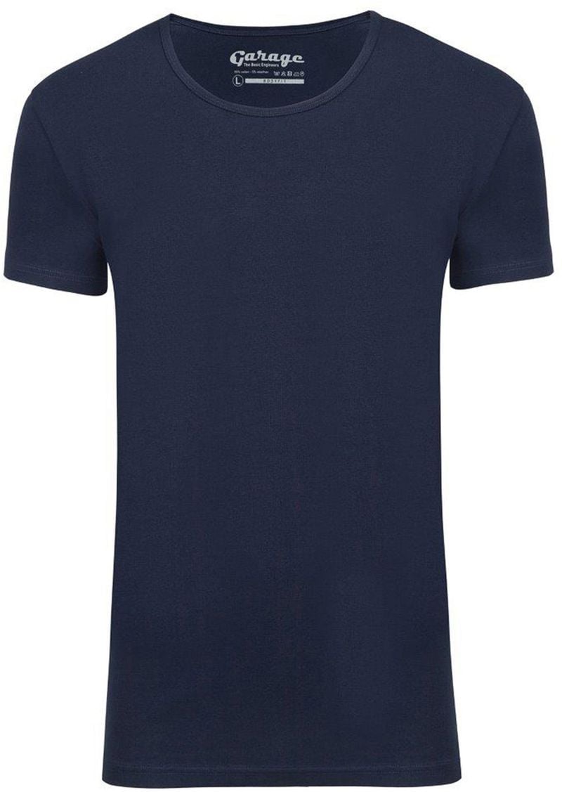 Garage Stretch Basic T-Shirt Dunkelblau Tiefer Rundhals - Größe S von Garage