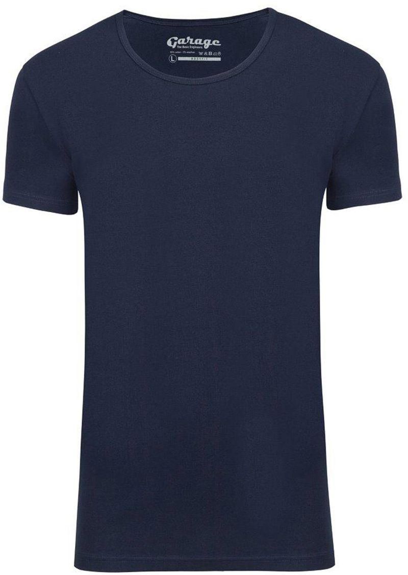 Garage Stretch Basic T-Shirt Dunkelblau Tiefer Rundhals - Größe XXL von Garage