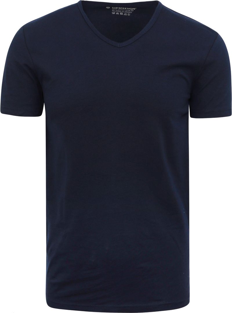 Garage Stretch Basic T-Shirt Dunkelblau V-Ausschnitt - Größe 3XL von Garage