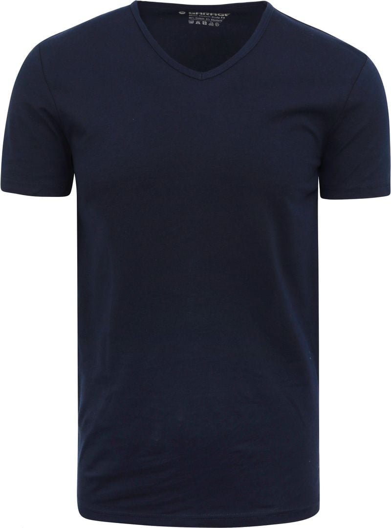 Garage Stretch Basic T-Shirt Dunkelblau V-Ausschnitt - Größe L von Garage