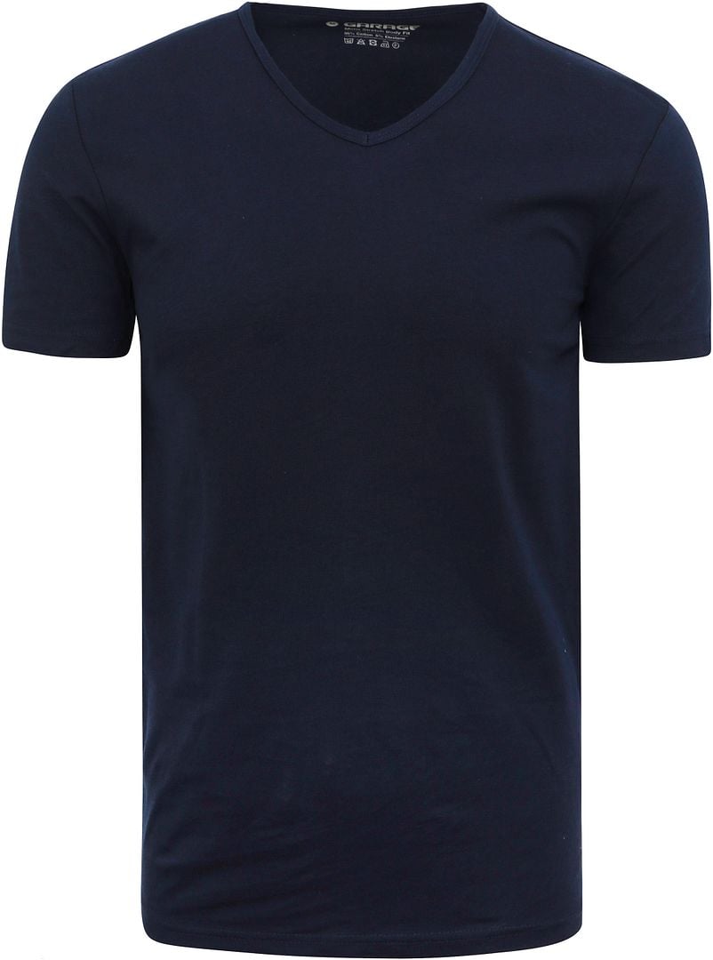 Garage Stretch Basic T-Shirt Dunkelblau V-Ausschnitt - Größe XL von Garage