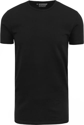 Garage Stretch Basic T-Shirt Schwarz Rundhals - Grösse 3XL - Herren - Bekleidung - Body-fit - Baumwolle - von Garage