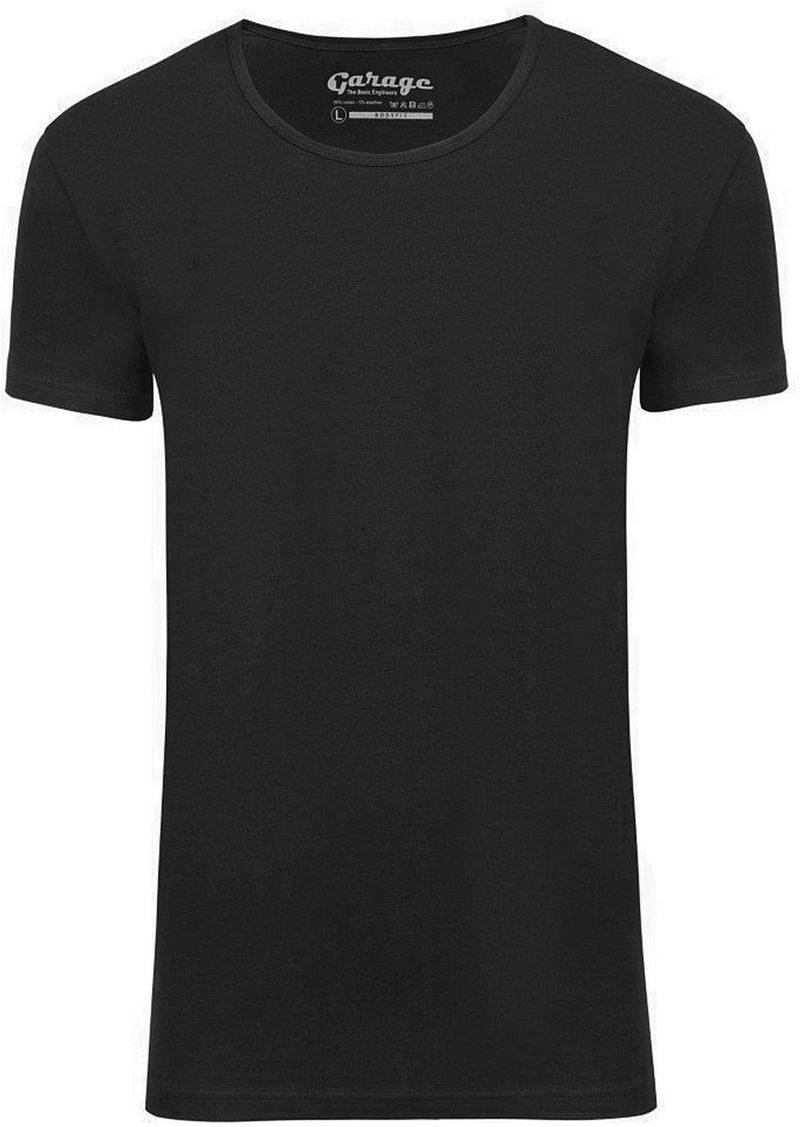 Garage Stretch Basic T-Shirt Schwarz Tiefer Rundhals - Größe L von Garage