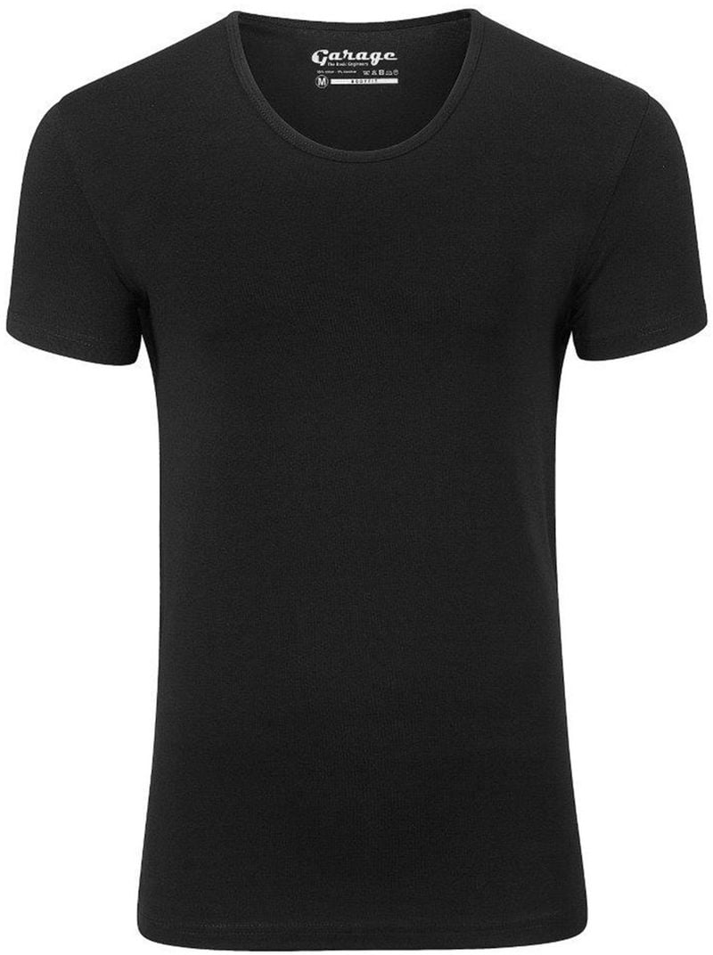 Garage Stretch Basic T-Shirt Schwarz Tiefer Rundhals - Größe M von Garage