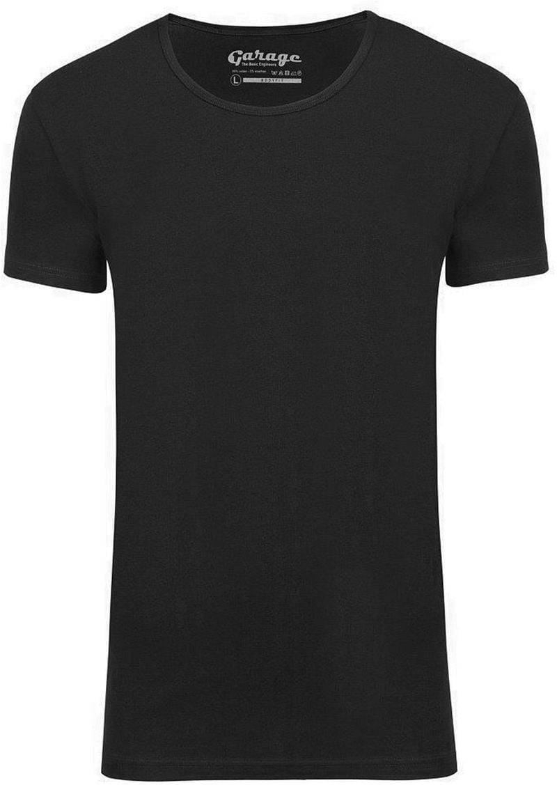 Garage Stretch Basic T-Shirt Schwarz Tiefer Rundhals - Größe XXL von Garage