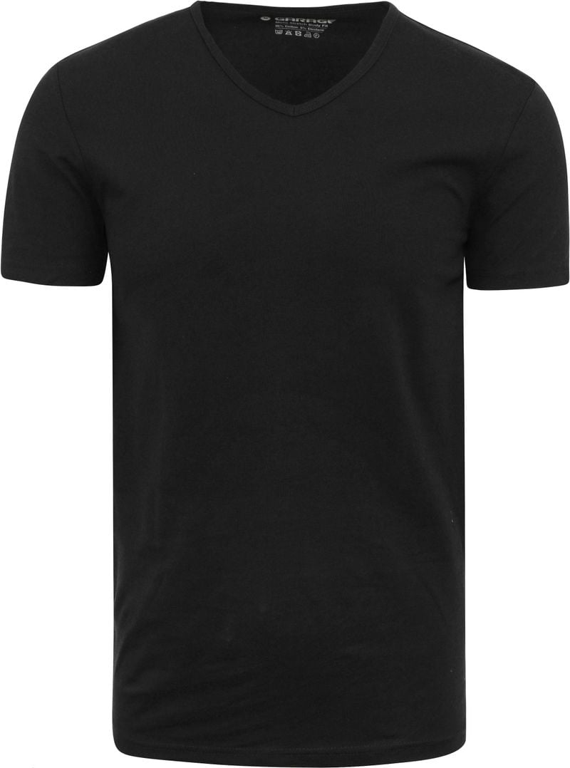 Garage Stretch Basic T-Shirt Schwarz V-Ausschnitt - Größe L von Garage