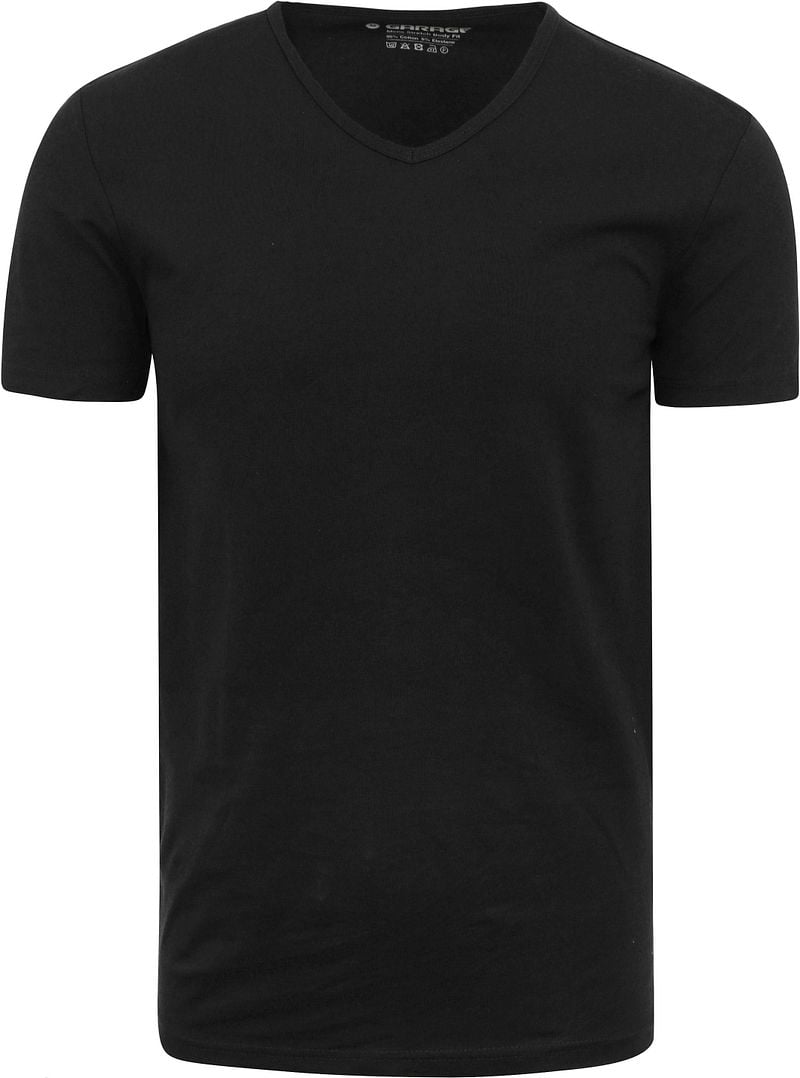 Garage Stretch Basic T-Shirt Schwarz V-Ausschnitt - Größe M von Garage