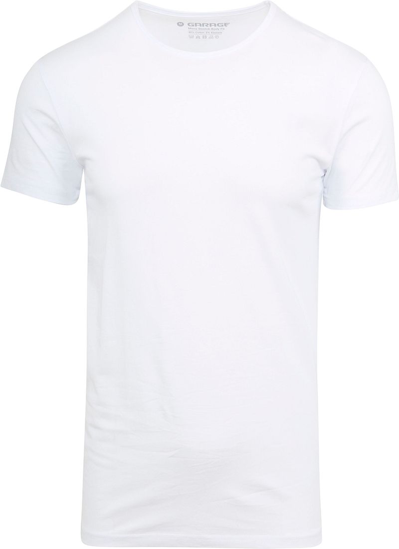 Garage Stretch Basic T-Shirt Weiss Rundhals - Größe S von Garage