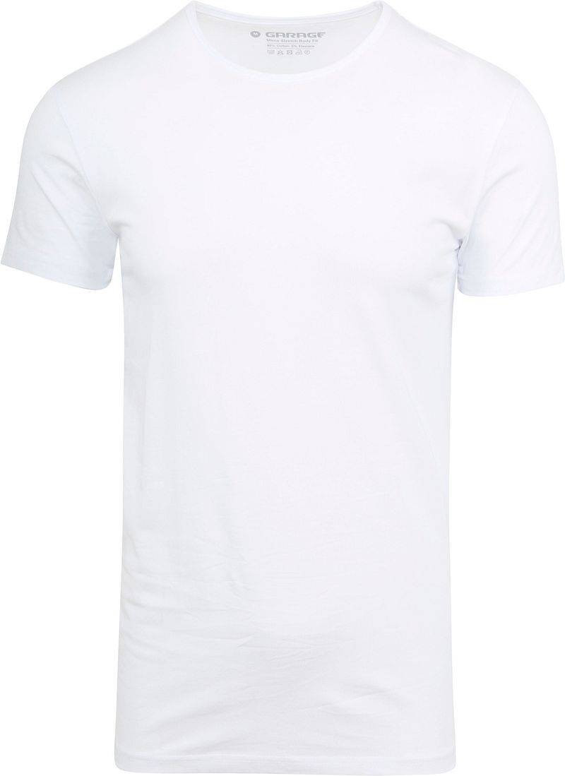 Garage Stretch Basic T-Shirt Weiss Rundhals - Größe S von Garage
