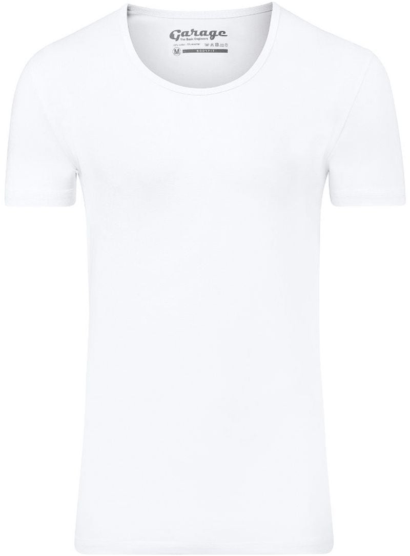 Garage Stretch Basic T-Shirt Weiss Tiefer Rundhals - Größe XL von Garage