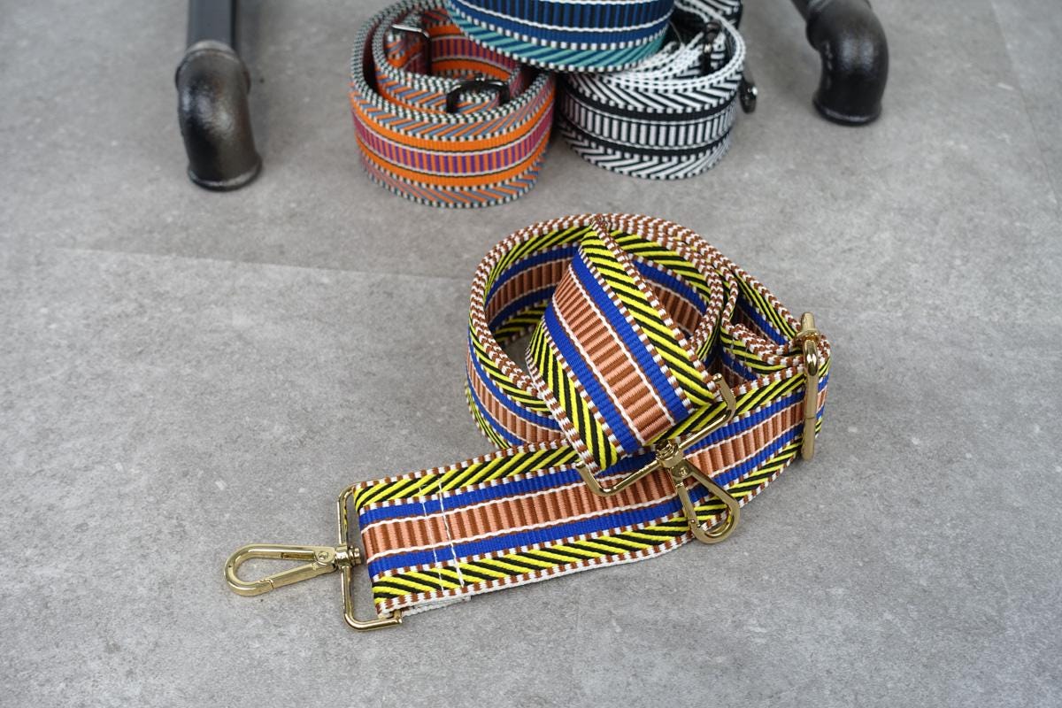 Jacquard-Gewebter Taschengurt | Gelb Bunt Gestreift Verstellbar Jacquard-Gewebter Taschengurt | Gelb Bunt Gestreift Verstellbar von GarageSixtysix