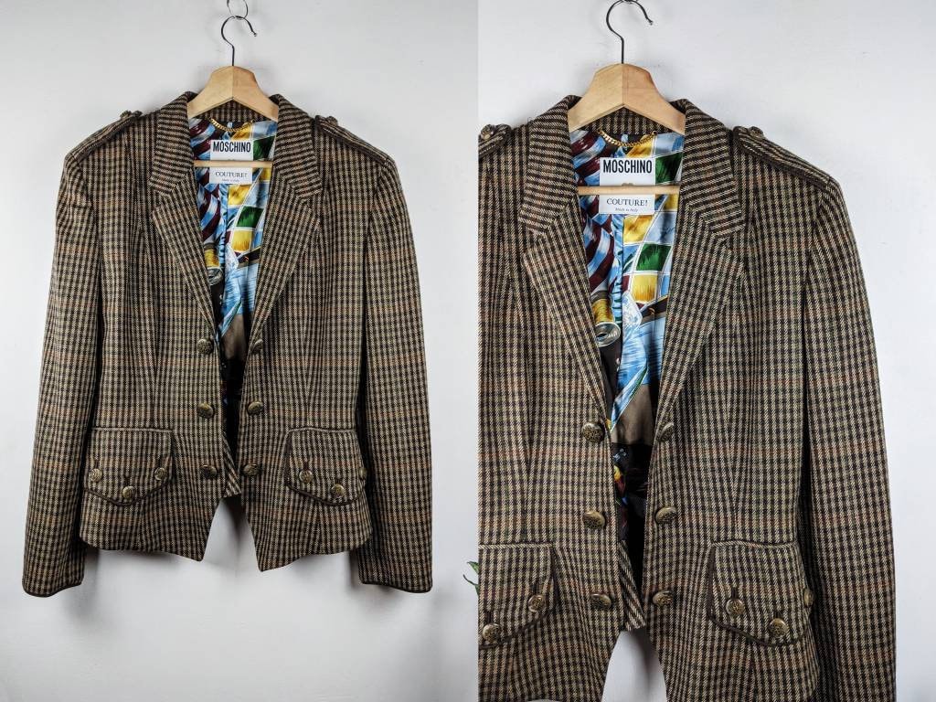Vintage Moschino Couture Tweed Jacke Wolle Italien von GarageVintageClothes