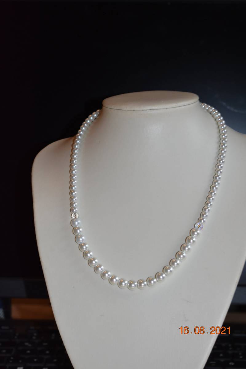 Brautschmuck Brautkette Kette Halskette Collier Weiß Kristall Muttertag Hochzeit von GaramondKreation