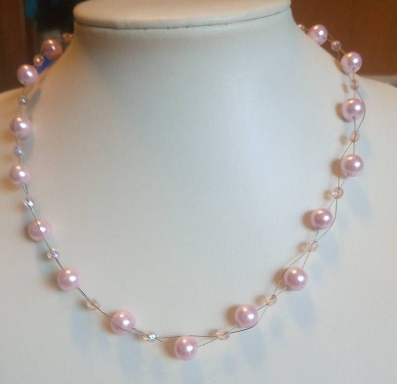 Brautschmuck Brautkette Kette Halskette Collier Zartrosa Für Die Braut Brautjungfer Brautmutter von GaramondKreation