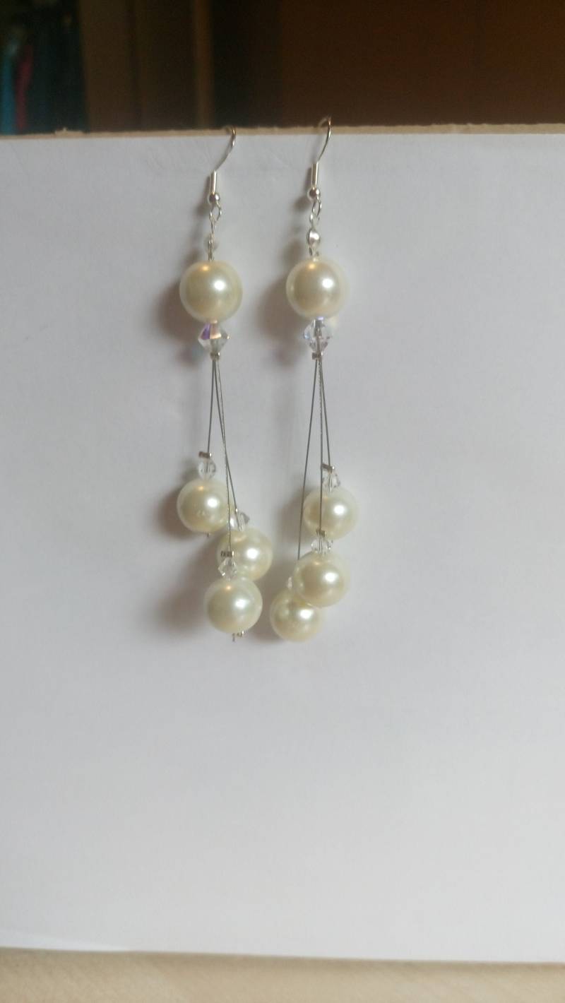 Brautschmuck Brautohrringe Ohrhänger 925Er Silber Cream Creme Damen Geschenk Verlobte Freundin Braut von GaramondKreation