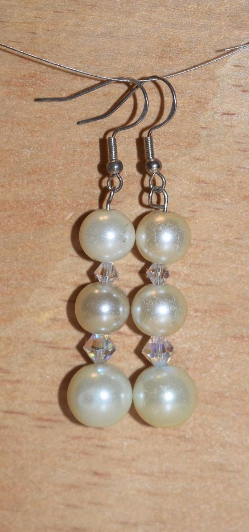 Brautschmuck Brautohrringe Ohrhänger 925Er Silber Cream Creme Swarovski Damen Geschenk Verlobte Freundin Braut von GaramondKreation