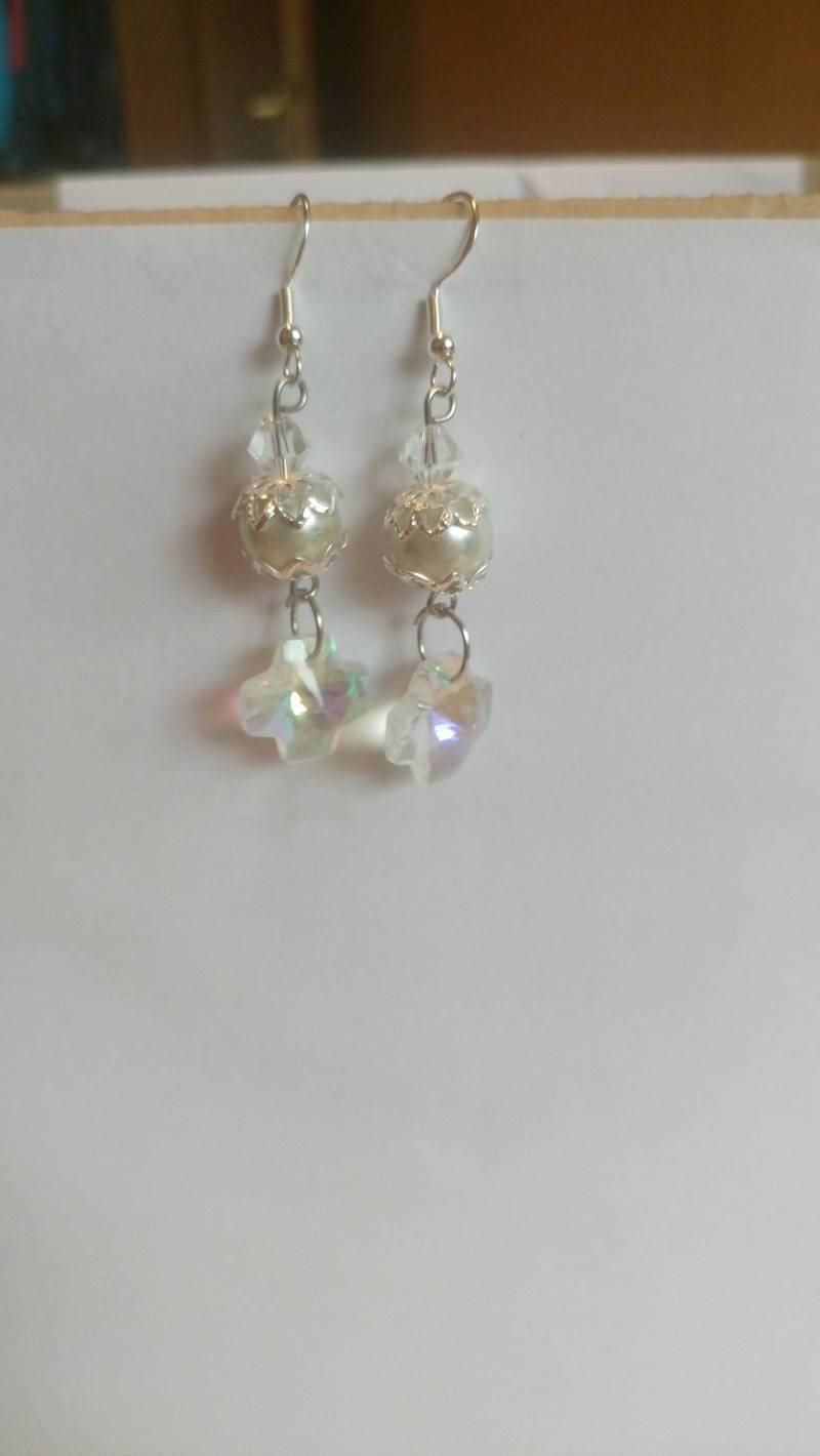 Brautschmuck Brautohrringe Ohrhänger 925Er Silber Weiß Crystal Ab Kreuz Swarovski Glaskristall Damen Geschenk Verlobte Freundin Braut von GaramondKreation