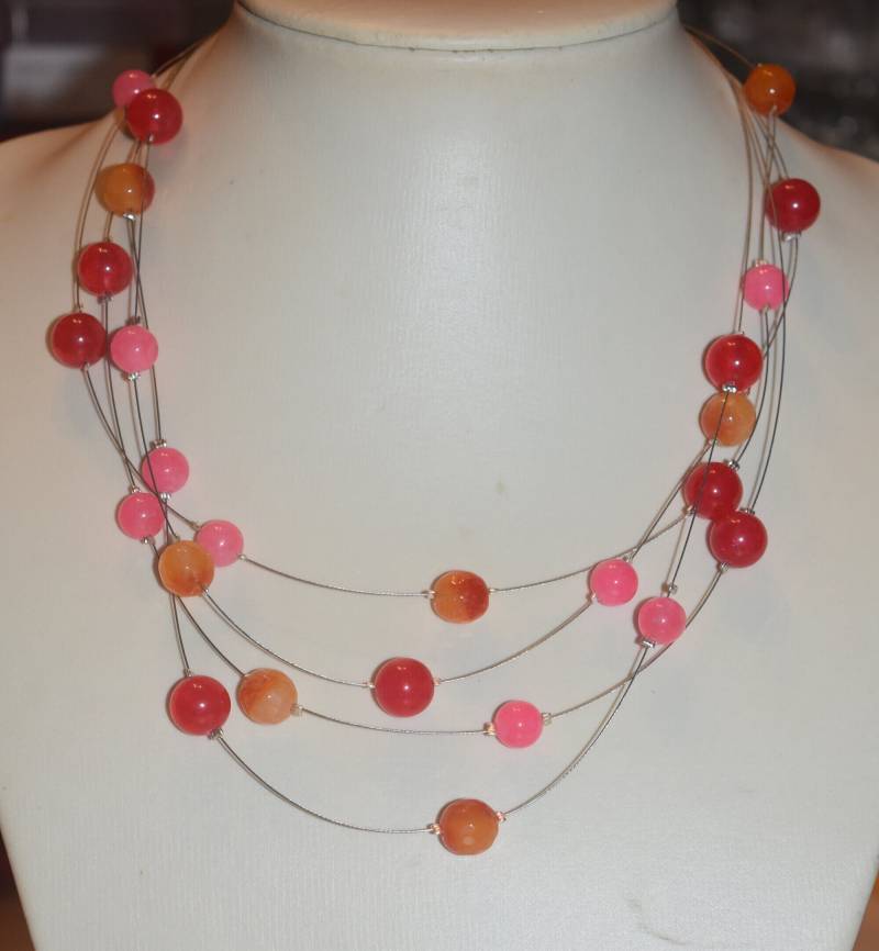 Edelsteinkette Achatperlen Achat Halbedelstein Halskette Collier Kristallkette Geschenk Mama Frau Freundin Schwester von GaramondKreation