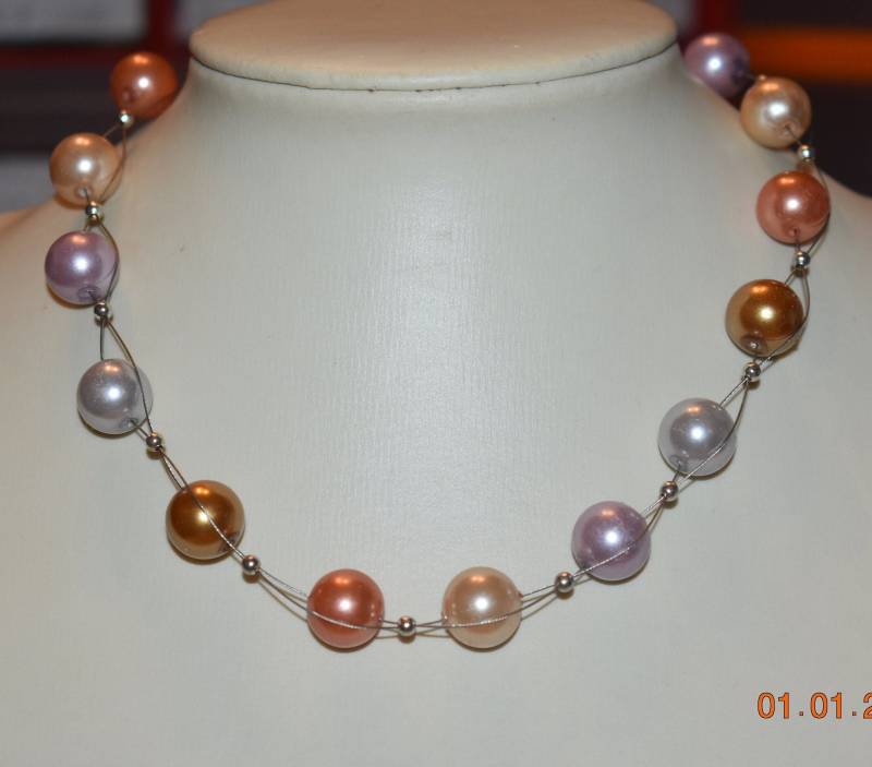 Kette Halskette Collier Perlenkette Colormix Geschenk Mama Mutter Frau Freundin Verlobte Schwester Braut von GaramondKreation