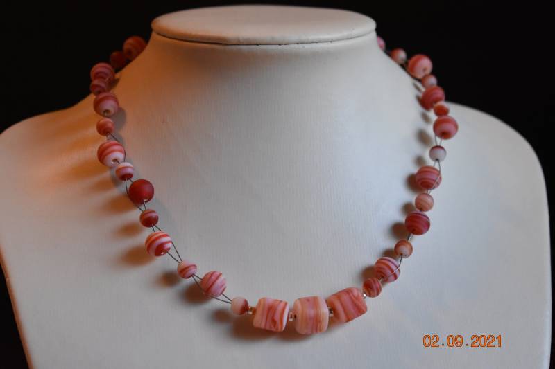 Kette Halskette Collier Rot Braun Gestreift Würfelkette Geschenk Frau Freundin Verlobte Schwester Mama von GaramondKreation