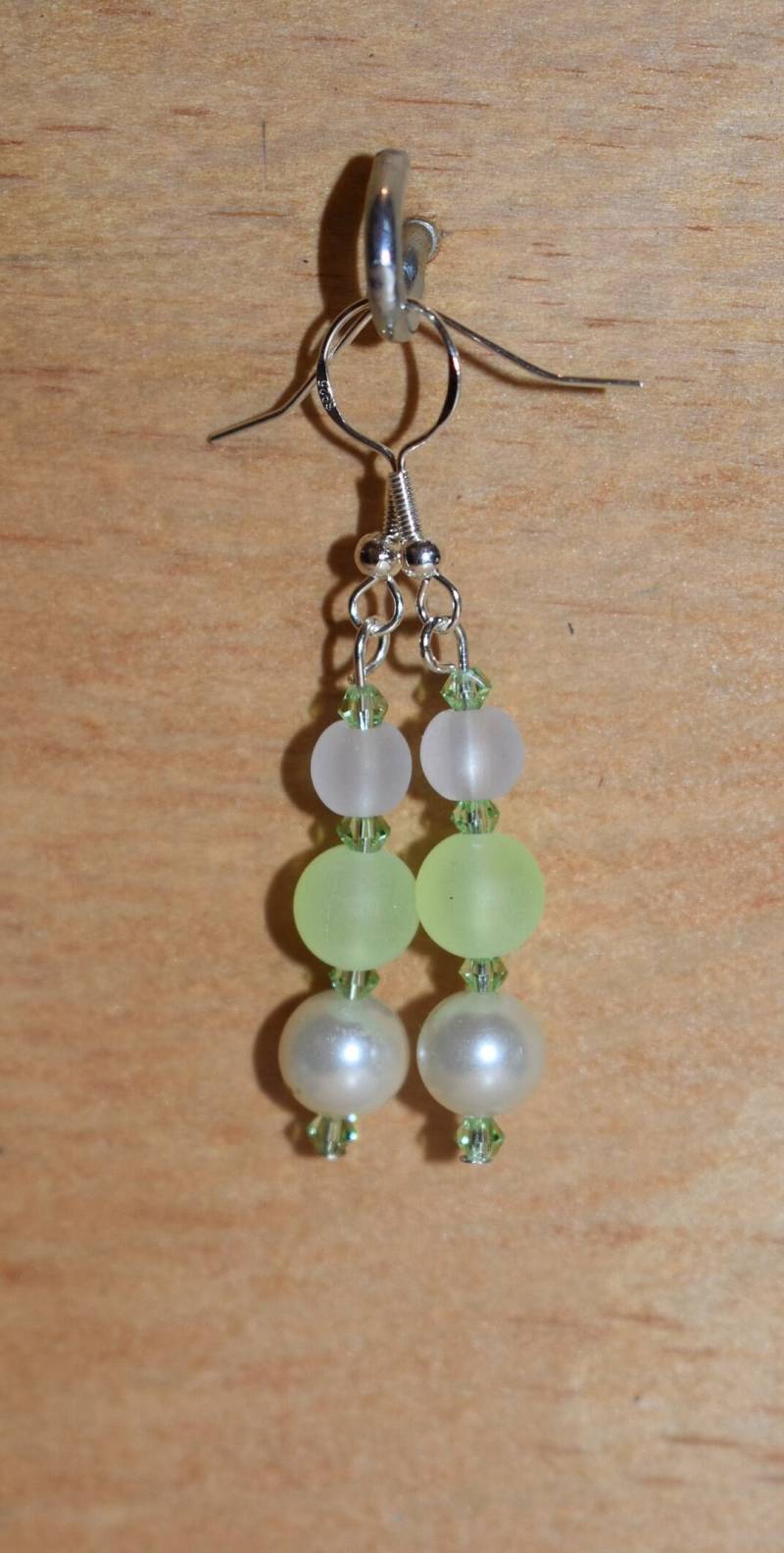 Ohrringe Ohrhänger 925Er Silber Peridot Weiß Glasperlenohrringe Polaris-Effekt Damen Geschenk Verlobte Freundin von GaramondKreation