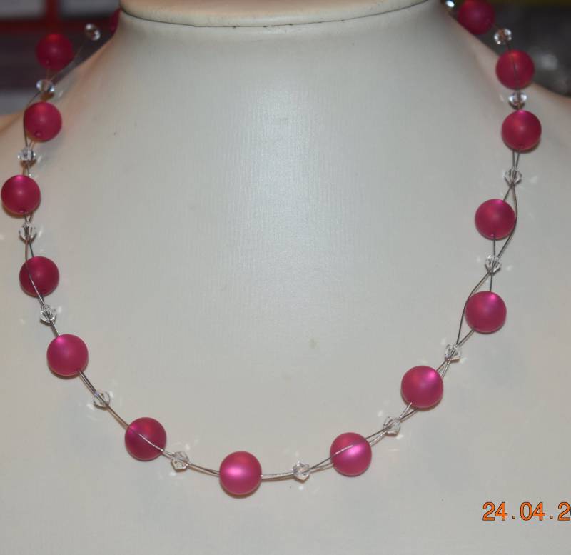 Original Swarovski Polaris Kristalle Pink Halskette Collier Kristallkette Swarovskikette Polariskette Geschenk Mama Frau Freundin Schwester von GaramondKreation