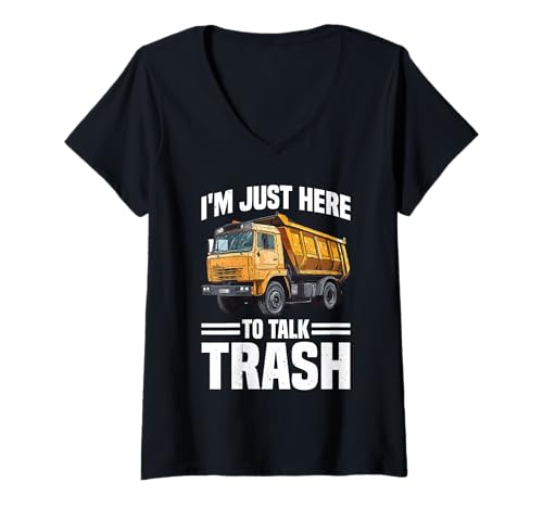 Damen I'm Just Here to Talk Trash Sanitärmüllsammler - T-Shirt mit V-Ausschnitt Damen I'm Just Here to Talk Trash Sanitärmüllsammler - T-Shirt mit V-Ausschnitt von Garbage Collector Scherze