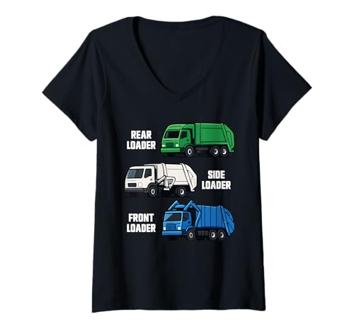 Damen Müllwagen Funny Trash Day Müllwagen T-Shirt mit V-Ausschnitt von Garbage Day Garbage Truck Kids Co.