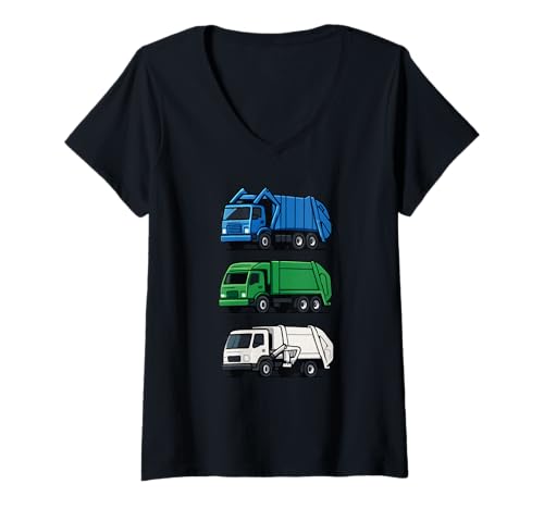 Damen Müllwagen Funny Trash Day Müllwagen T-Shirt mit V-Ausschnitt von Garbage Day Garbage Truck Kids Co.