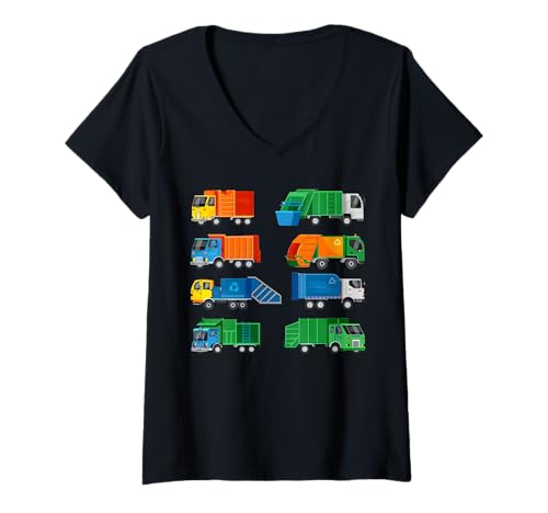 Damen Müllwagen Mülltrennung Kostüm Kinder Kleinkind T-Shirt mit V-Ausschnitt Damen Müllwagen Mülltrennung Kostüm Kinder Kleinkind T-Shirt mit V-Ausschnitt von Garbage Truck Recycling Day Trash Waste Separation