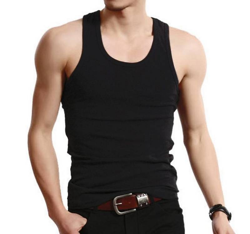 Garcia Pescara Unterhemd 4x Herren Feinripp Unterhemd Tank Top Gr. XL in schwarz aus reiner Baumwolle von Garcia Pescara