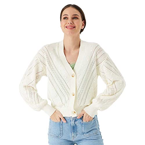 Garcia Damen Cardigan Knit Strickjacke, Off White, XXL von GARCIA DE LA CRUZ