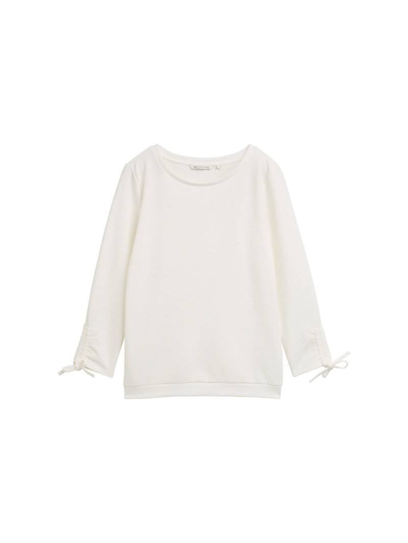 Denim Tom Tailor - Sweatshirt mit Raffärmeln off white - Gr. - S von Denim Tom Tailor