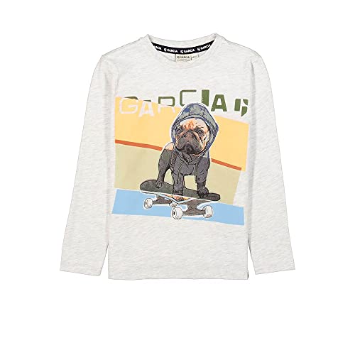 Garcia Jungen Long Sleeve T-Shirt, White Melee, 104/110 von Garcia