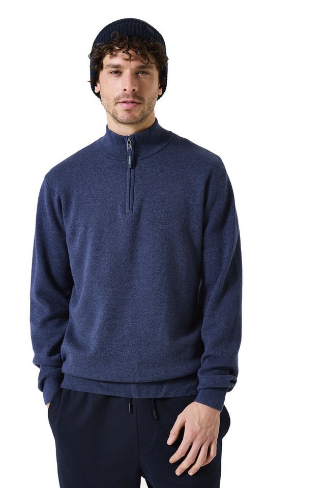 Garcia Rundhalspullover Garcia Herren Pullover Troyer-Zip - blau (1-tlg) von Garcia