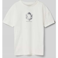 Garcia T-Shirt mit Motiv-Print und Rundhalsausschnitt in Offwhite, Größe 164 von Garcia