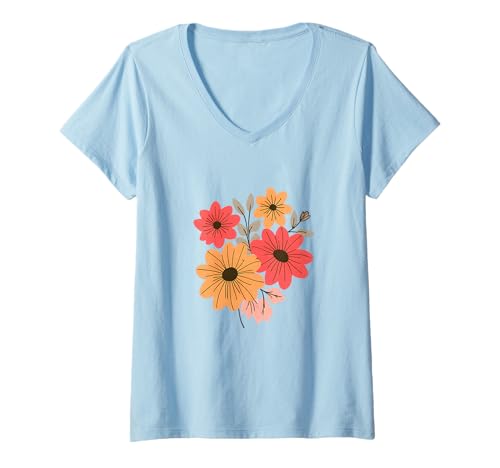 Damen Saisonale Wildblumen T-Shirt mit V-Ausschnitt Damen Saisonale Wildblumen T-Shirt mit V-Ausschnitt von Garden Tees
